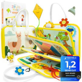 zoula kidz® Busy Board German - Quiet Book - Employment on the Plane Toddler - Toy for Air Travel Toddler - Travel Toy - Busy Board Montessori - Busy Board 3 Years