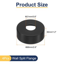 sourcing map 4pcs Shower Arm Flange 66mm/2.6" OD Escutcheon Plate Stainless Steel Round Plumbing Cover Plates for 21mm/0.8" Dia Water Pipe Faucet Decoration Accessories, Black