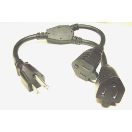 K One cable AC power plug saver, AC Power Y splitter cable 14" long .