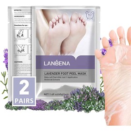 LANBENA Kit 2 Pares de Mascarillas Exfoliantes De Pies Lanbena Elimina Piel Muerta Suaviza El Talón Y Lo Aclara