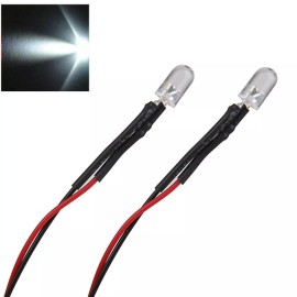 Unbranded/Generic 10x White LED Light Single Bulb Pre-Wired Light 5-12V 5mm Bright Round Top Clear