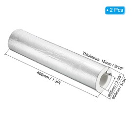 PATIKIL 2-3/5"(65mm) ID 3-3/4"(95mm) OD Pipe Insulation Foam Tube, 2Pcs 1.3Ft Self Adhesive Pre Slit Pipe Insulation Tube Cover Wrapping with Aluminum Foil for Winter Irrigation, White