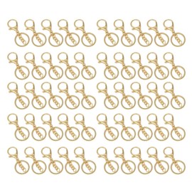 50PCS Gold Key Rings, Lobster Claw Clasps Keychain, Key Ring Loop Key Holders, Keychain Clips with Flat Split Ring, Keychain Hooks for Jewelry Making