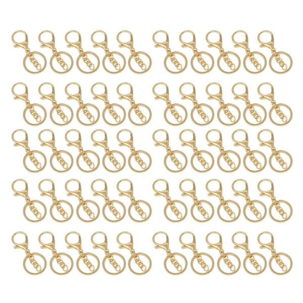 50PCS Gold Key Rings, Lobster Claw Clasps Keychain, Key Ring