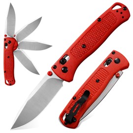Sexybody Outdoor Knife, Folding Knife, S30V Steel Blade, ABS Handle, Lightweight, Compact, Fishing, Camping, Climbing, with String Hole, Nail Mark, Clip - Blood Red