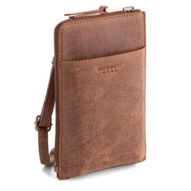 Berliner Bags Vintage Kim, Small Crossbody Leather Shoulder Bag with Purse, for Men and Women - Brown, camel