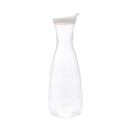 Restaurantware Bar Lux 34 Ounce Juice Carafe 1 Shatterproof Mimosa Pitcher - With Lid Narrow Neck Clear Plastic Water Decanter Wide Rim For Serving Iced Tea Or Milk