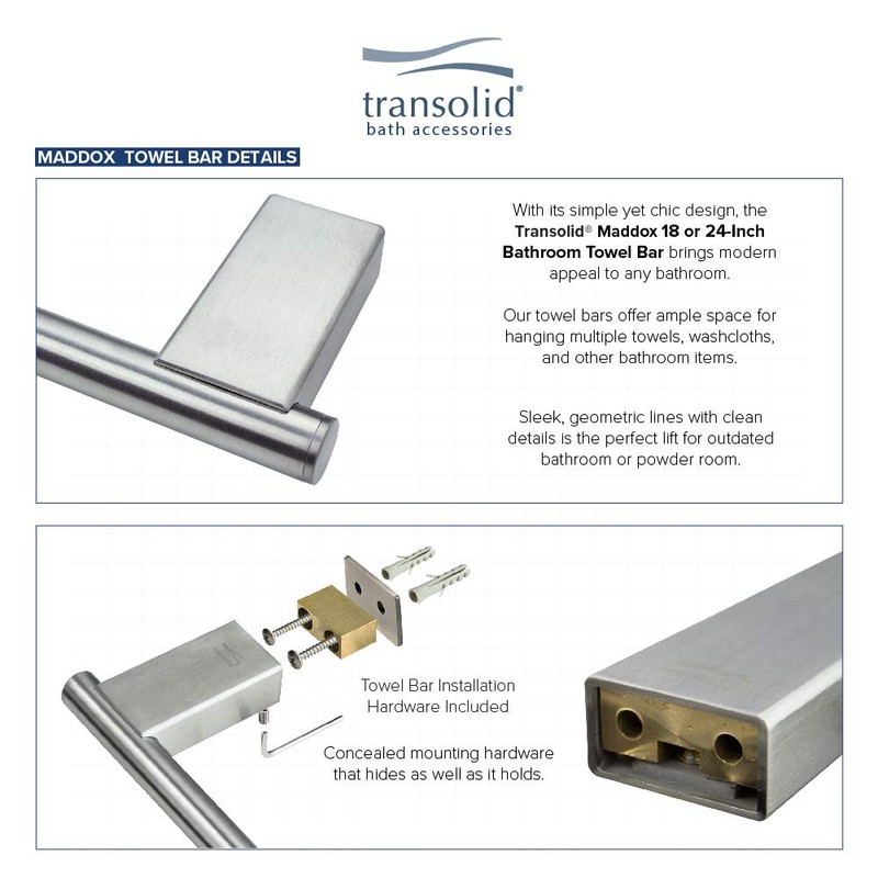 Transolid KA-MDX-5-BS Maddox 5-Piece Bathroom Accessory Kit, Brushed Stainless