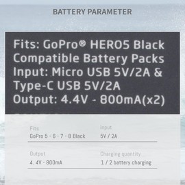 Dual Battery Charger with Micro USB Cable for GoPro HERO8 Black GoPro HERO7 Black GoPro HERO6 Black GoPro HERO5, HERO5 Black GoPro Hero 2018 for GoPro AABAT-001 601-10197-000 Charger Dock Station