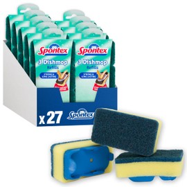Spontex Dishmop Refills | Strong Replacement Sponge Heads for Washing Up Brush | Sponge Scourer for Efficient Cleaning | 27 Count
