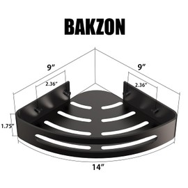 Bakzon Corner Shower Caddy, Shower Shelf Corner No Drilling Bathroom Shower Organizer Storage Rack Adhesive with Razor Holder, 2 Pack, Black
