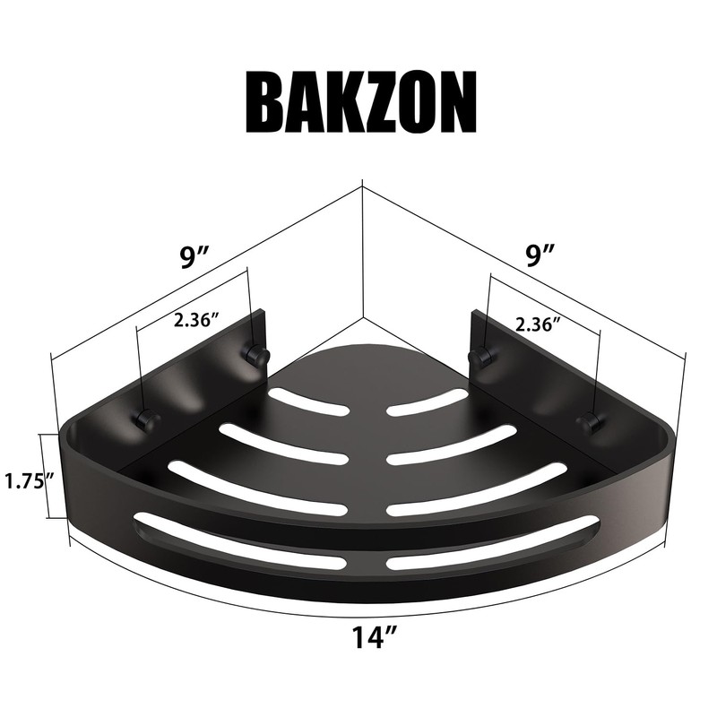 Bakzon Corner Shower Caddy, Shower Shelf Corner No Drilling Bathroom