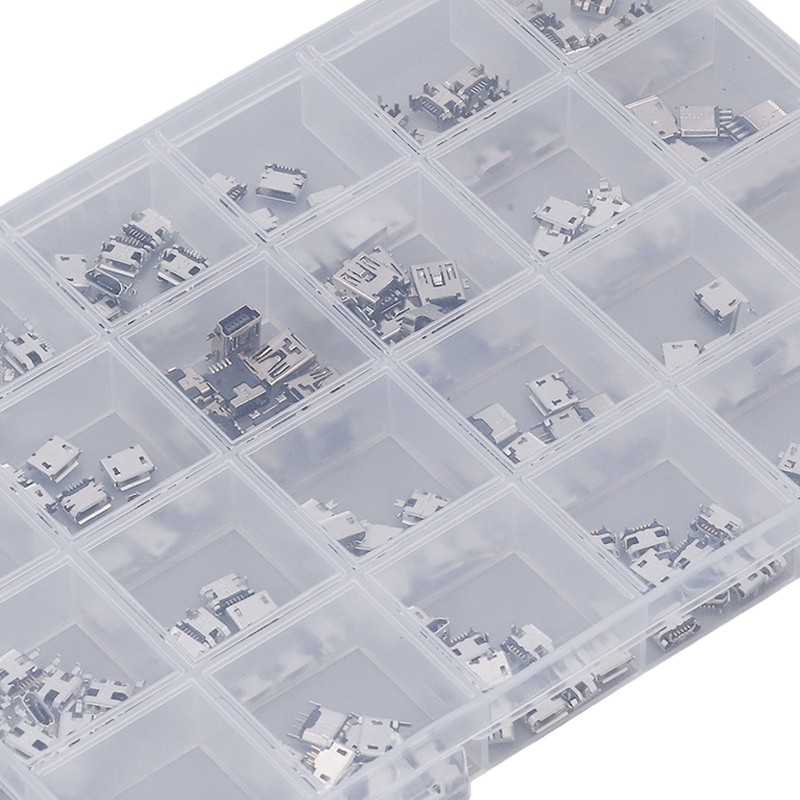 240 Pcs Micro USB Connector Set Stainless Steel Single Row