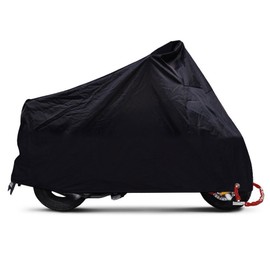 ANFTOP Motorcycle Cover 3XL Motorcycle Garage Scooter Tarpaulin Black Colour Lock Holes Waterproof UV Protection Protective Case XXXL