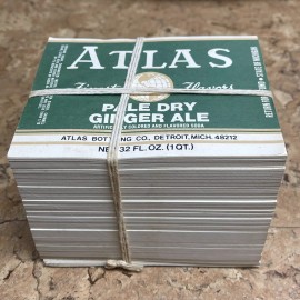 Atlas Wholesale Lot 1000 Vintage 1QT Ginger Ale Labels Atlas Bottling Co Detroit MI JD