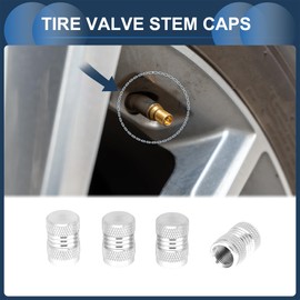 INFINAUTO Tire Valve Stem Caps 7x16.5mm for Car Truck Motorbike Bicycle Tyre Valve Dust Covers Aluminum Alloy Silver Tone Decorative