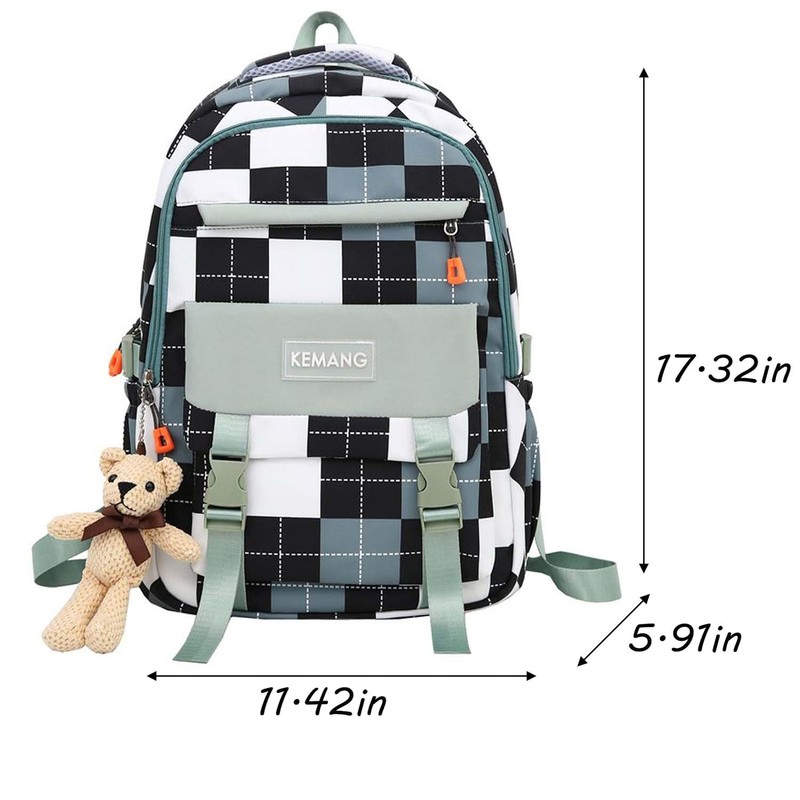 jupkem Checkered Backpack for Women Cute Backpack Black and White