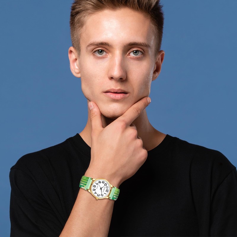 Oidea Braided Rope Elastic Strap Watch: Unisex Easy Reader Watch