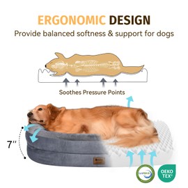 Orthopedic Waterproof Large Dog Bed: Memory Foam Washable Dog Bed with Bolsters - Removable Orthopedic Cover for Medium L XL Large Sized Pet - Non-Slip