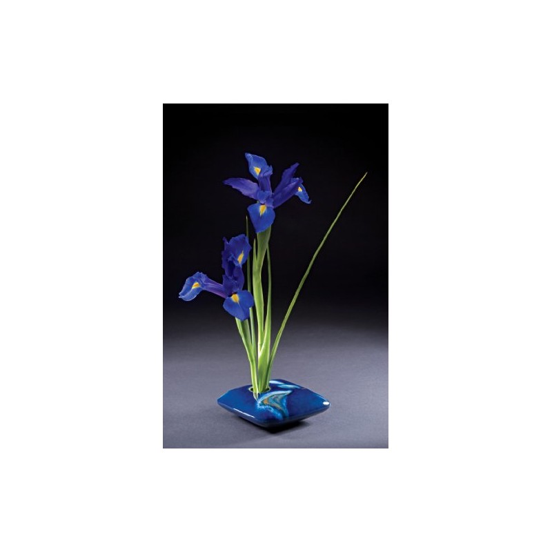 Georgetown Pottery Square Ikebana Flower Vase, Blue Wave