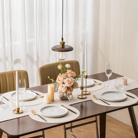 Jovono 15" Faux Leather Big Round Placemats Set of 4 - Washable Heat Resistant Non-Slip Dining Table Mats with Fabric Texture for Kitchen Home Party Decor, White