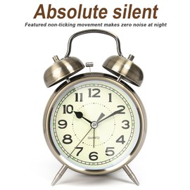 AYRELY® Super Loud Alarm Clock for Heavy Sleepers Adults,Twin Bell Retro 4 Inch Silent Non-Ticking Quartz with Backlight, Alarm Clocks for Bedrooms,Bedside,Study Room