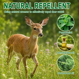 12 Pack Deer & Rabbit Repellent Balls, Natural Deer Rabbit Deterrent for Garden, Yard, Plants & Trees, Outdoor Scent Barrier for Flower Beds, Lawns and Landscapes