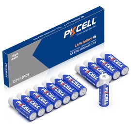 PKCELL 12 Pack Lithium Batteries AA 3400mAh High Capacity Long Lasting Double A Battery, 1.5V AA Lithium Battery for High-Tech Devices【Non-Rechargeable】