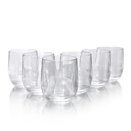 Yanglonghui Set of 6 Acrylic Drinkware - 15 Ounce Plastic Wine Glasses, Shatterproof and Stackable, BPA Free, Dishwasher Safe, Reusable Cups for Parties and Poolside Use with (Clear Color, 15 Onuce)