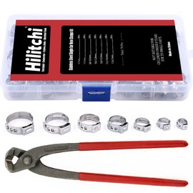 Hilitchi 70pcs Stainless Steel Single Ear Hose Clamps with Ear Clamp Pincers Kit