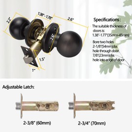Passage Door Knobs, Left or Right Handing, Oil Rushed Brozen Finished Non-Locking Door Handle, Knobs for Hall and Closet Door, 1 Pack