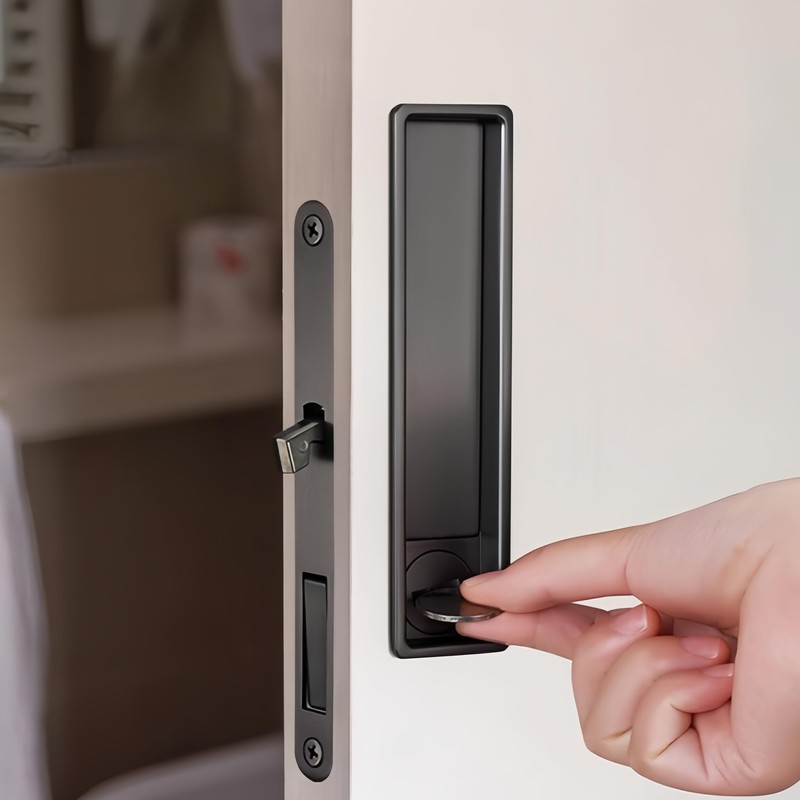 Hoconnie Pocket Door Handle Lock with Edge Pull, Privacy Sliding