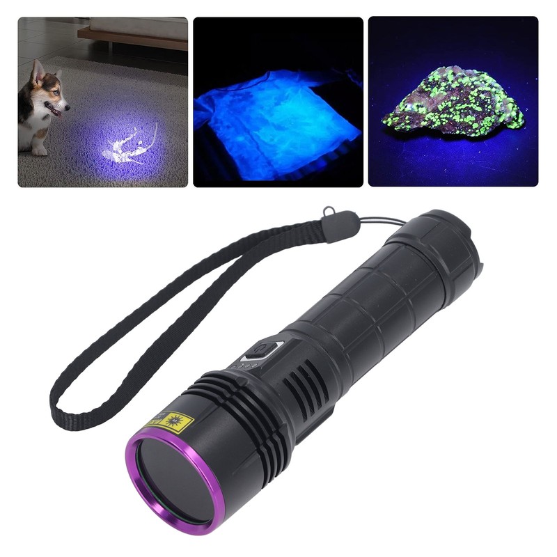 365nm UV Flashlight USB Rechargeable Portable Ultraviolet Torch Light Pet