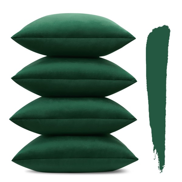 Sungeek Set of 4 Decorative Cushion Covers Solid Soft Velvet