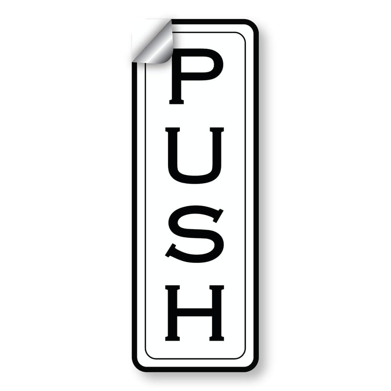 Door Sign Set, Push Pull Vinyl Stickers, 1.75 x 5