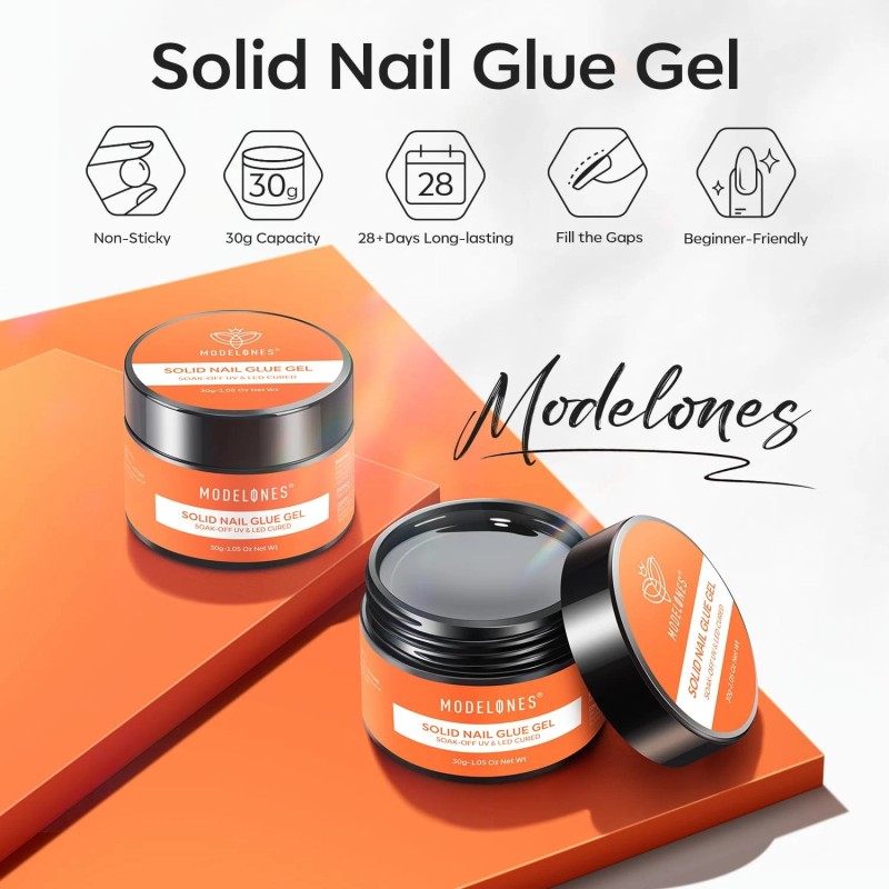 modelones Solid Nail Glue Gel for Acrylic Nails Tips, 30g