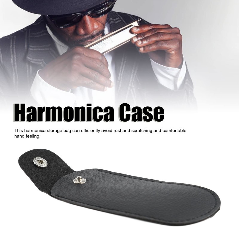 LiebeWH PU Leather Harmonica Case Harmonica Storage Bag Harmonica Carrying