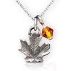 DANFORTH - Mini Maple Leaf Mini Necklace, Pewter Pendant, Crystal