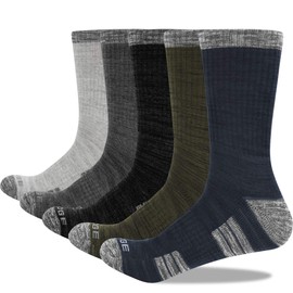 YUEDGE Men's Socks, Cotton, Antibacterial, Odor Resistant, For Sports, Outdoor Use, Trekking, Climbing, Light Grey/Medium Grey/Dark Grey/Olive Green/Dark Blue,
