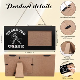 Blosssound Thanks Coach Gifts Sports Picture Frame with Pen Thanks Coach Frame 4 x 6 Inch Photo Gifts Wood Picture Decoration for Coaches Appreciation(2,Baseball)