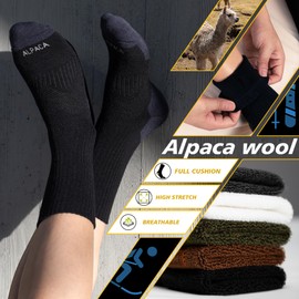 MAGISDU Alpaca Thermal Ski Crew Socks for Men Unisex 2 Pairs Compression Hiking Wool Boot Socks Thick Warm Winter Walking Running Anti Blister Size 3-15