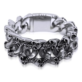 Dream Apparel 4/5 Inch Wide Stainless Steel Cuban Link Bracelet Curb Chain Bracelet for Men and Women, Silver, SL