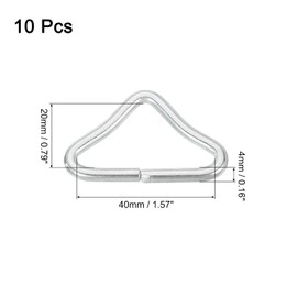 sourcing map 10 Pcs Trampolines Triangle Buckle, 1 1/2" Metal Triangle Ring Buckle V-Rings Trampolines Bag Straps Rings for Backpacks Tents, Silver