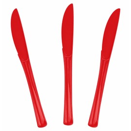 50 PCS Red Plastic Knives Disposable Utensils Heavy Duty Red Knives Disposable Cutlery for Birthday Wedding Baby Shower Bridal Shower Plastic Silverware