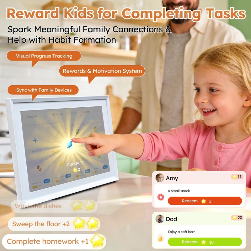 Furnsii 10.1Inch Digital Calendar Wall Touch Screen, Smart WiFi Family