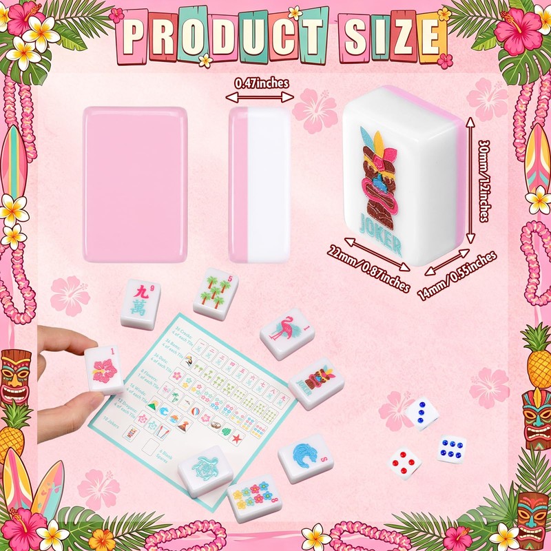 Silipull American Mahjong Tile Set, 160 Pcs 1.2'' Pink Engraved