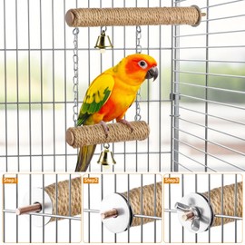 Parrot Swing & Perch Toys for Bird Cages - Hanging Hammock, Climbing Ladder, Standing Perch | Fits Budgerigars, Conures, Cockatiels, Lovebirds, Canaries & Small to Medium Birds