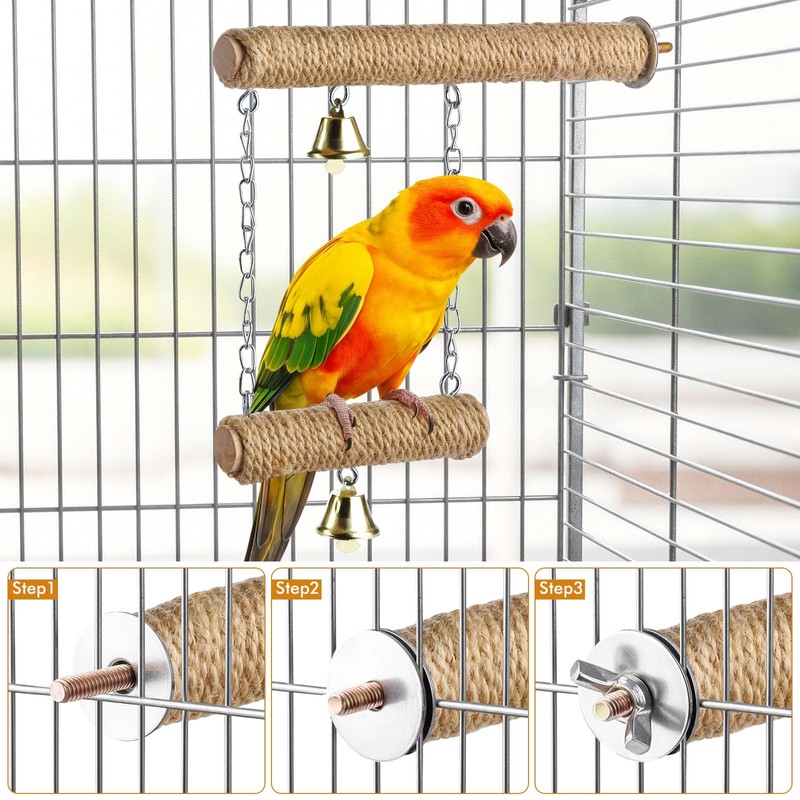 Parrot Swing & Perch Toys for Bird Cages - Hanging