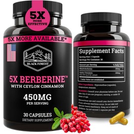 Black Forest 5X Berberine a Dihydroberberine Supplement (Super Berberine Now 5X More Effective Than Regular Berberine HCL) Best Dihydroberberine with Ceylon Cinnamon - Similar to Berberine Phytosome