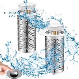 Ayizhiniu 2 x Stainless Steel Floor Drain Filter, Drain Plug with Strainer, Pop Up Sink Drain Filter, Sink Strainer, Used for Kitchens, Bathrooms, Rubbish Strainer